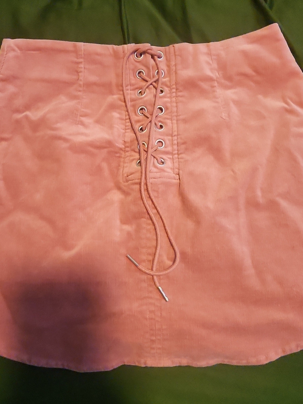Forever 21 Rose Pink Lace-Up Corduroy Mini Skirt